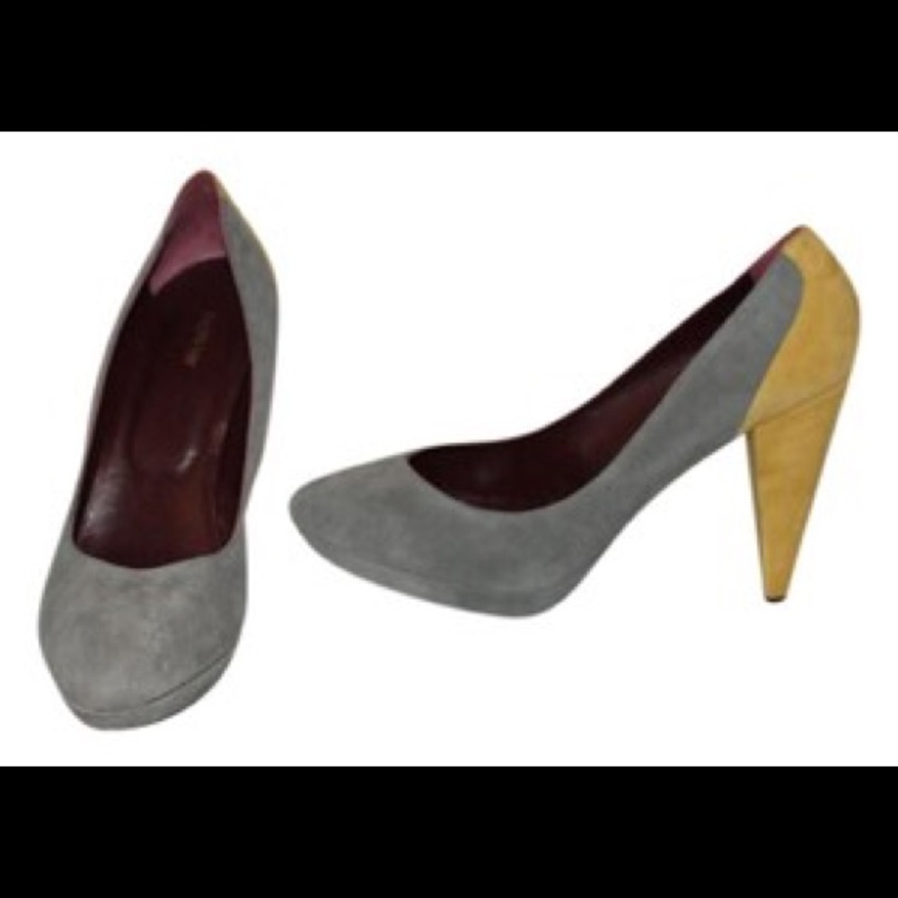 Botkier gray and yellow suede pumps